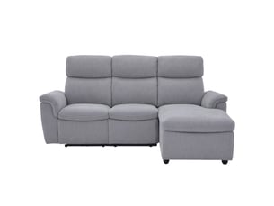 Canapé d'angle droit relax électrique  GLENN 3 places Tissu Gris