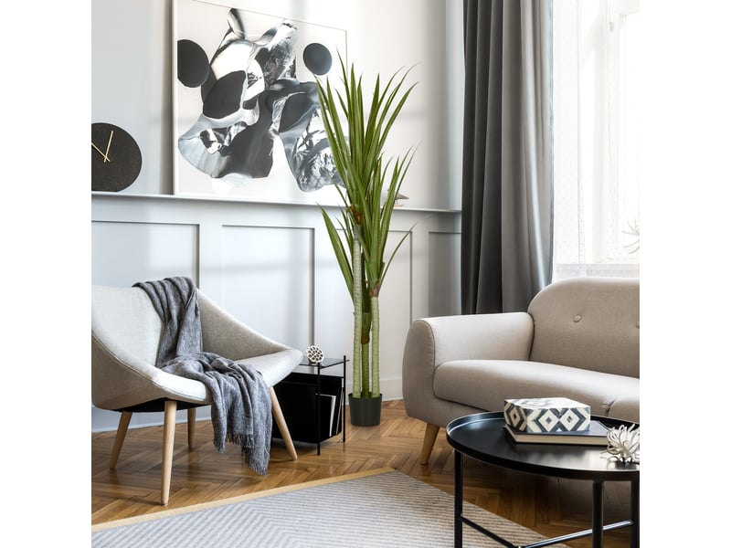  Plante de yucca artificielle de 190 cm avec 39 feuilles dans un pot en peva et ciment  - Conforama D