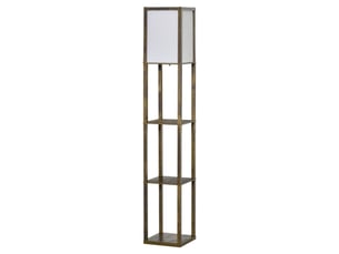 Lampadaire avec étagères, bois, 26 x 26 x 160 cm, pour salon et chambre, sans ampoule
