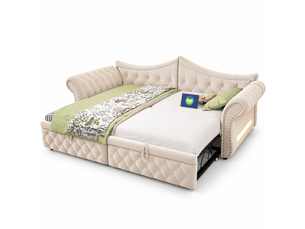 Lit banquette 90x200 cm    coloris beige