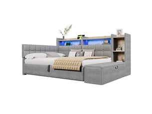 Lit banquette 140x200 cm <strong>SAPGAKS</strong> <strong></strong> coloris gris