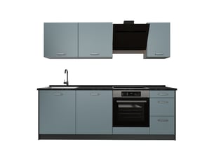 Vicco cuisine, bleu-grisanthracite, 220cm plan de travail anthracite