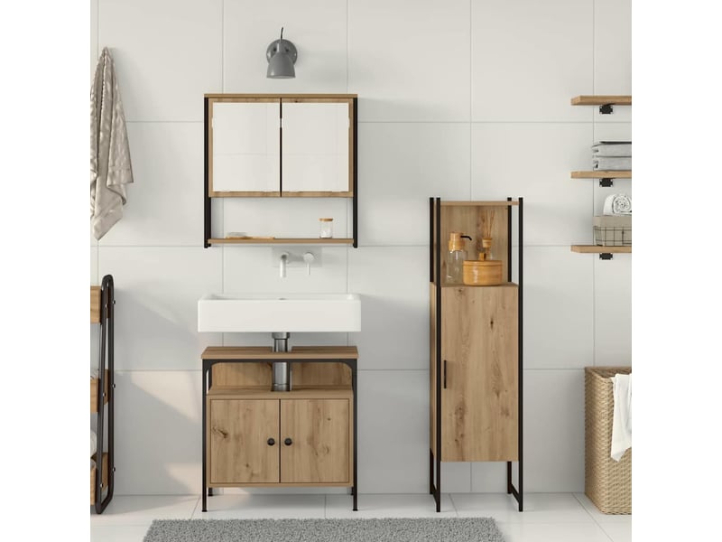  Ensemble de mobilier de salle de bain 3 pièces marron cf64481  - Conforama D