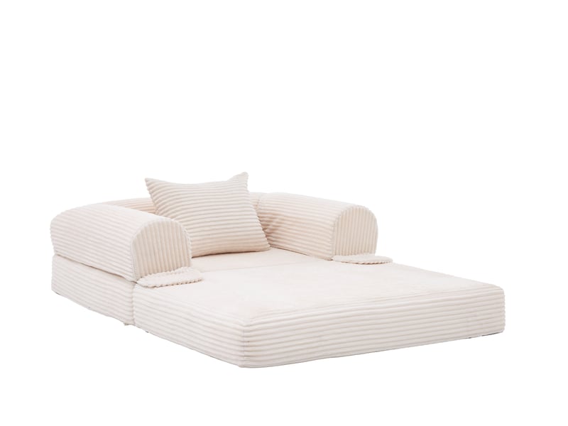Fauteuil convertible 120 cm, fauteuil lit 1 place avec coussin, canapé lit gain de place, velours côtelé, beige OMNIGLINT TRADING LTD - Conforama A