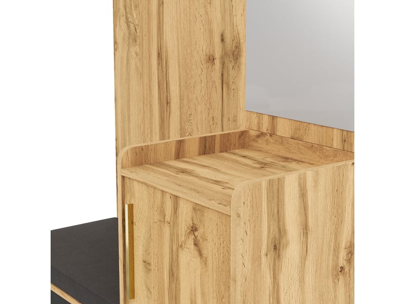  Vestiaire d'entrée avec miroir banc et meuble à chaussures chêne et noir 100x38x185 cm GL8234S - Conforama E