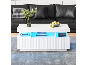 Table basse rectangulaire coloris blanc <strong>MAISENTIEL</strong> <strong></strong> - 50 cmx100 cm