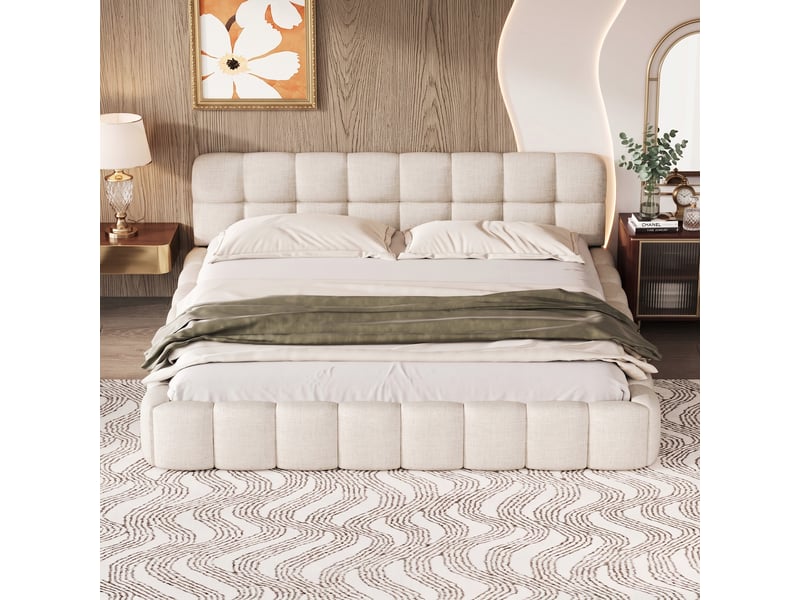  Lit 2 places 140x190 cm coloris beige  - Conforama W