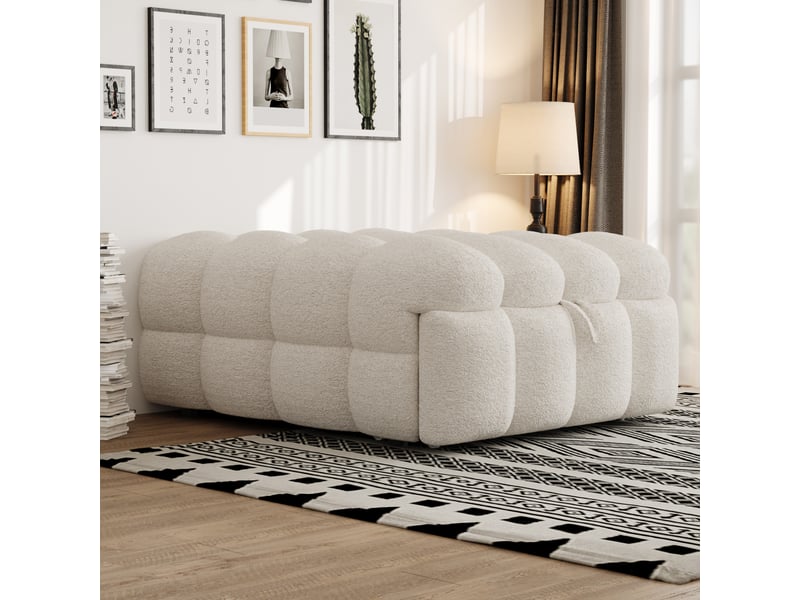  Lit en teddy beige 76x183 cm  - Conforama D