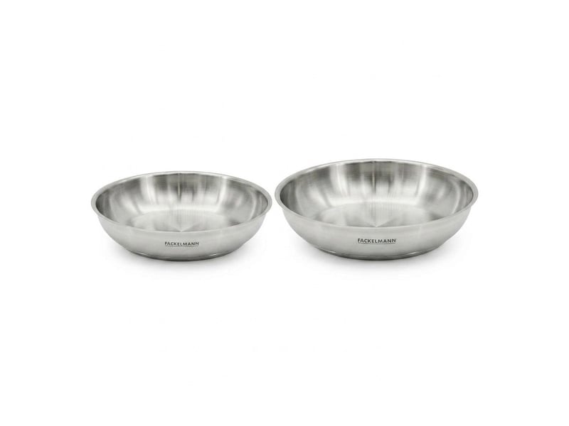  Lot de 2 poêles en inox 24 cm et 28 cm fackelmann inogrip 9105350B88 - Conforama A