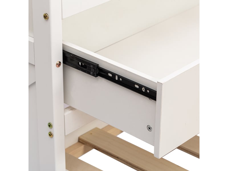  Lit simple moderne 90x190 cm avec gigogne et 2 tiroirs, bois, blanc, sans matelas  - Conforama E
