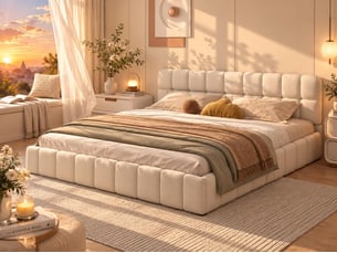 Lit 2 places 140x200 cm <strong></strong> <strong></strong> coloris beige