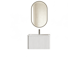 Meuble vasque suspendu 61 cm avec miroir led 50 x 80 cm, blanc, 1 tiroir