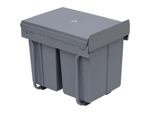 Poubelle encastrable 3 bacs tri sélectif coulissante 40 l gris 48 x 34,2 x 41,8 cm