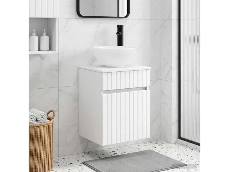 Meuble de lavabo mural, rangement salle de bain blanc 39x35x63 cm bois d'ingénierie - Conforama B