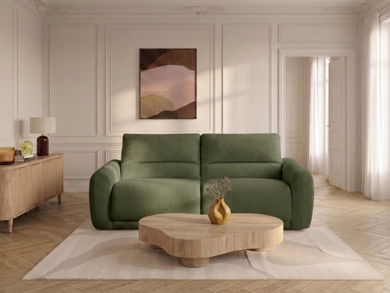 Bobochic canapé droit convertible minorque ouverture express tissu chenille vert 160x200 MINORQUE - Conforama B