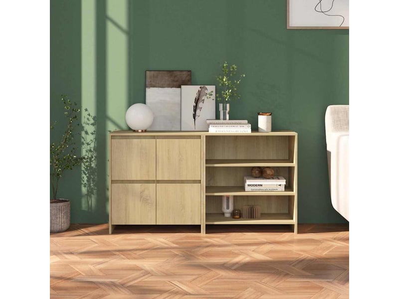  Buffets 2 pcs - bahut - meuble de rangement chêne sonoma bois d'ingénierie  - Conforama B