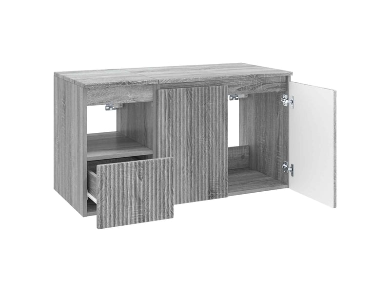 Ensemble de mobilier de salle de bain 2 pc sonoma gris cf64201 - Conforama D