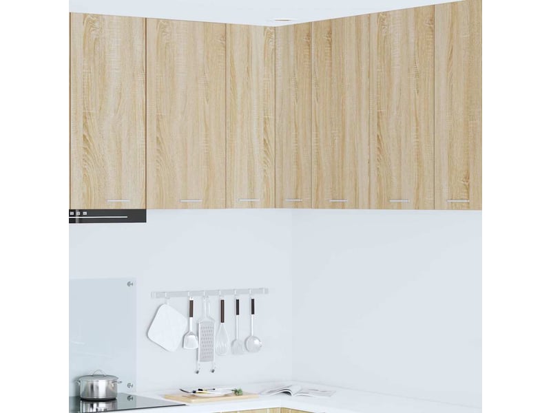  Meuble de rangement cuisine, armoire suspendue chêne sonoma et blanc 57x57x80cm  - Conforama B