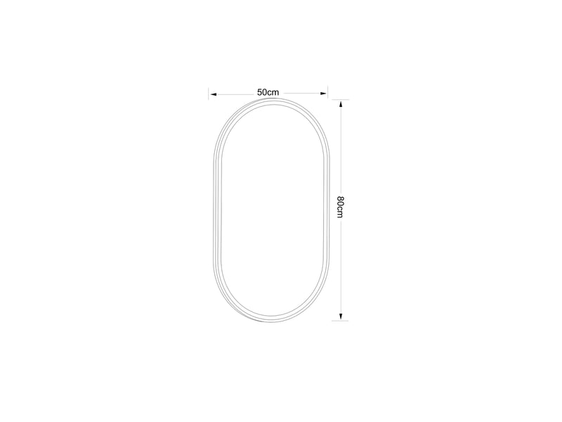  Miroir de salle de bains ovale led 50 x 80 cm doré, cadre en alliage d'aluminium brossé, éclairage réglable  - Conforama C