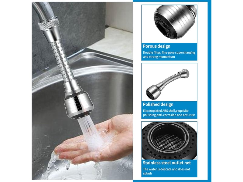 Extension robinet flexible rotative degrés, aérateur tuyau pour évier cuisine - Conforama C