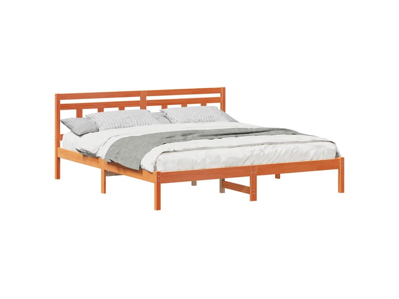  Lit double- lit adulte -  cadre de lit marron 200 x 200 cm pin massif  - Conforama A