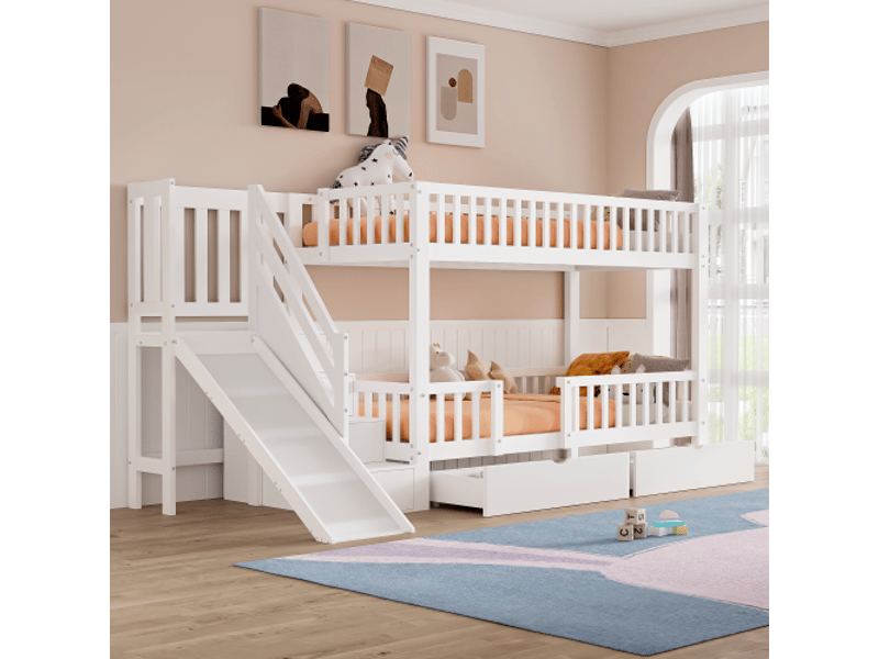  Lit superposé 90x200 cm coloris blanc bois massif lit enfant blanc - Conforama D