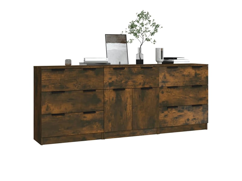  Buffets 3 pcs - bahut - meuble de rangement chêne fumé bois d'ingénierie  - Conforama C