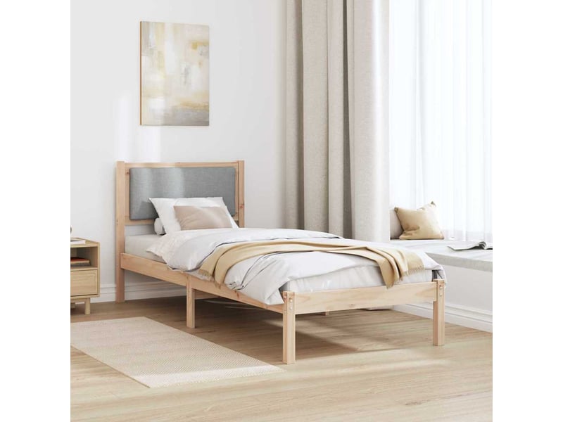  Lit simple- lit adulte -  cadre de lit avec tête de lit gris clair 80 x 200 cm pin massif  - Conforama C