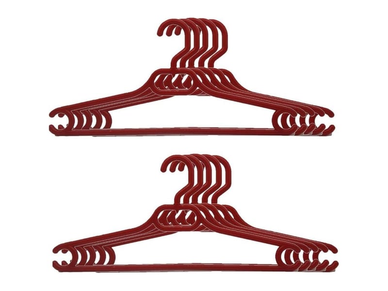  Bardusch-lot de 10 cintres rouge plastique (40,6x20 cm), marquages antidérapants, crochet standard  - Conforama A