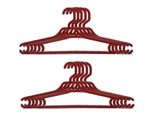 Bardusch-lot de 10 cintres rouge plastique (40,6x20 cm), marquages antidérapants, crochet standard