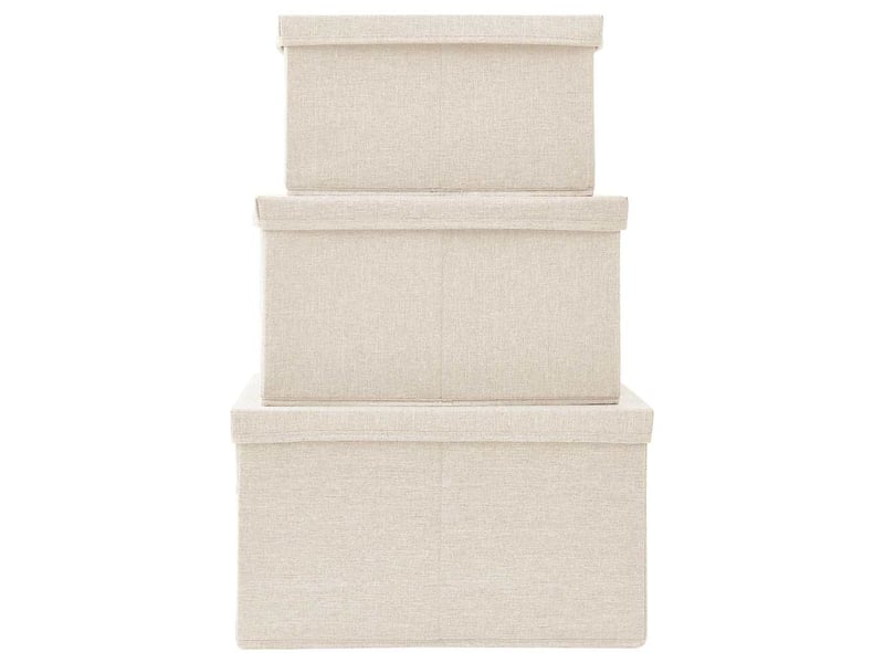 Boîtes de rangement empilables 3 pcs tissu crème  - Conforama E
