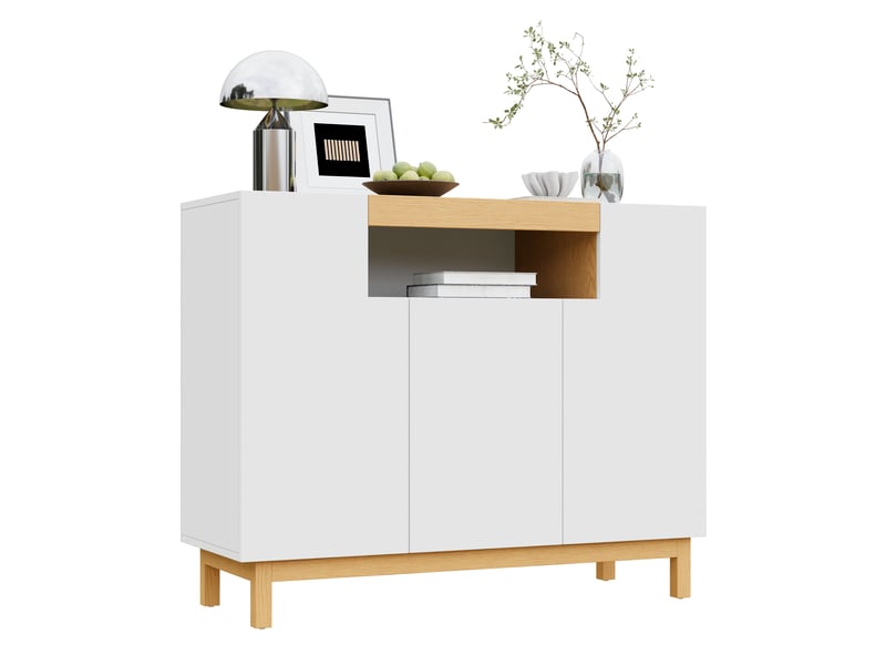 Buffet 3 porte(s) 0 tiroir(s) - 120,5 cm blanc panneau de particules buffet blanc - Conforama A