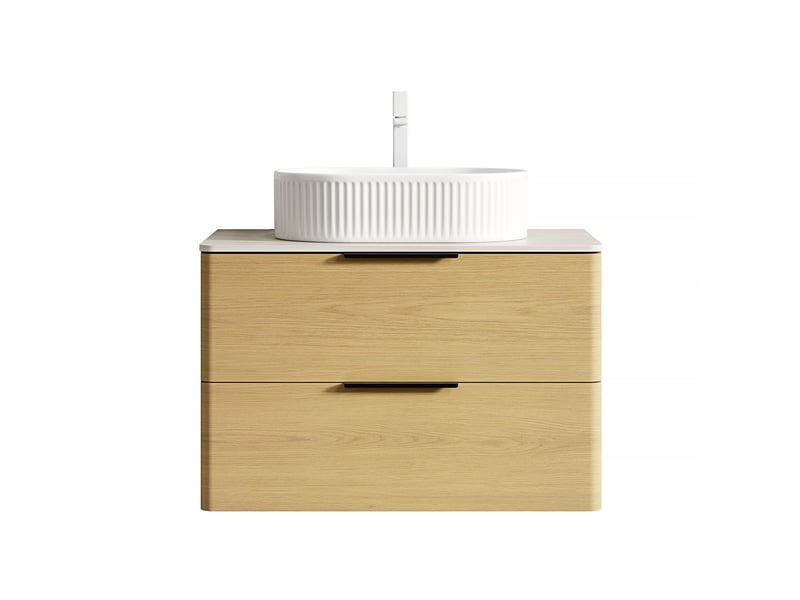  Meuble sous vasque suspendu avec 2 tiroirs et vasque ovale en céramique pour salle de bain 75 × 46 × 62,2 cm  - Conforama A