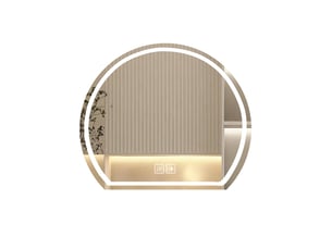 Miroir led 70 x 63 cm blanc en verre 5 mm rond à fond plat tactile antibuée éclairage réglable pour salle de bain