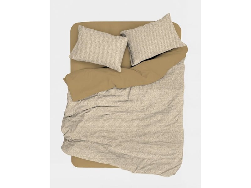  Housse de couette king size en coton renforcé moutarde 240x220 cm avec 2 taies 60x60 cm 129CTN64770 - Conforama B
