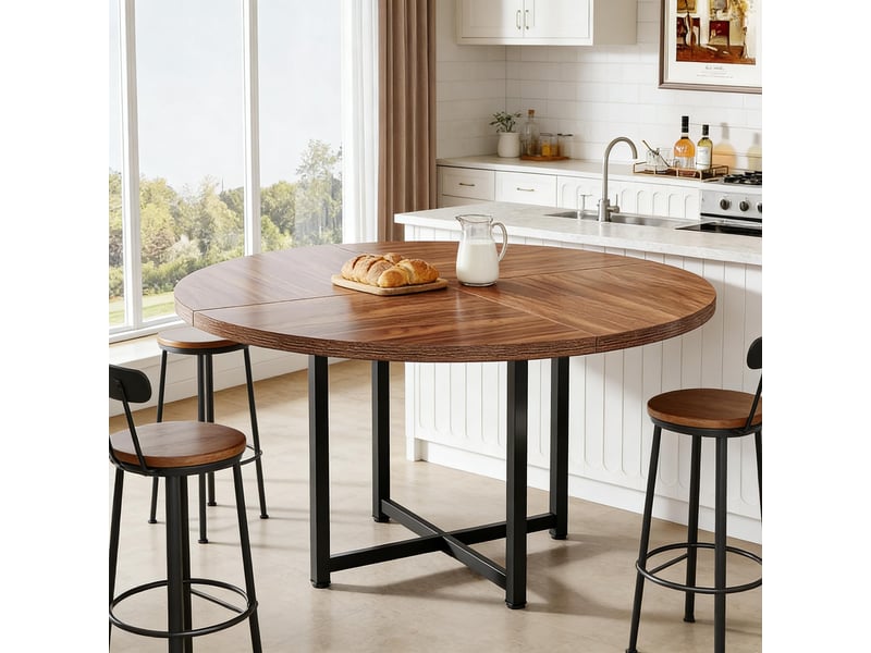 Table à manger ronde pour 4 à 6 personnes noir et marron d 120 x h 75 cm T5828P485216 - Conforama E