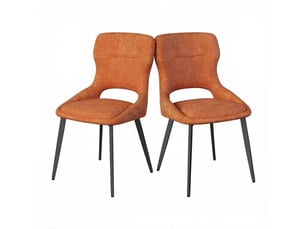 Chaises de salle à manger lot de 2 avec dossier perforé - structure métal chenille orange 43 × 40 × 86 cm