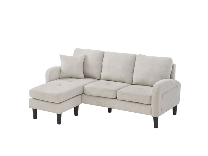 Canapé d'angle modenvie modulable 3 places avec méridienne réversible 166 x 118 x 77 cm coton et lin beige gris blanc - Conforama A