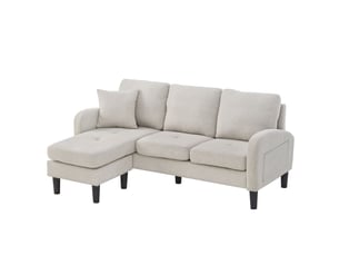 Canapé d'angle réversible fixe MODENVIE 3 places Coton / Lin beige
