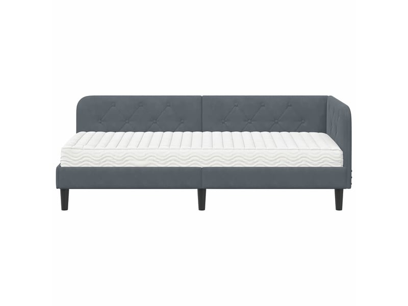 Lit simple- lit adulte - cadre de lit d'angle gris foncé 80 x 200 cm velours - Conforama D