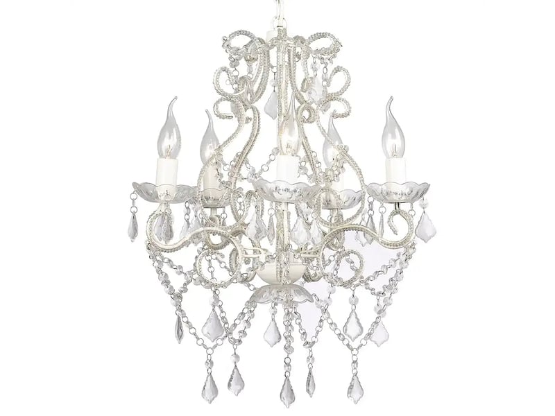  Chandelier classique en cristal élégant 108 x 45 x 45 cm avec 2800 perles de verre style luxueux en métal transparent 02_0046023  - Conforama D
