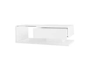 Table basse avec niche et led réglable, plateau en verre trempé, blanc laqué, en panneaux de particules - uvrion