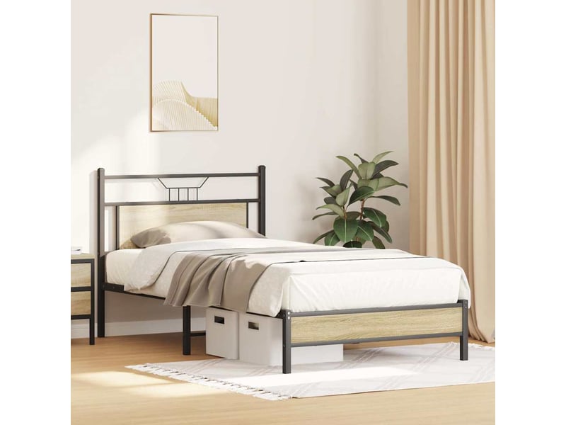  Lit simple- lit adulte -  cadre de lit sans matelas chêne sonoma 100x200 cm  - Conforama C