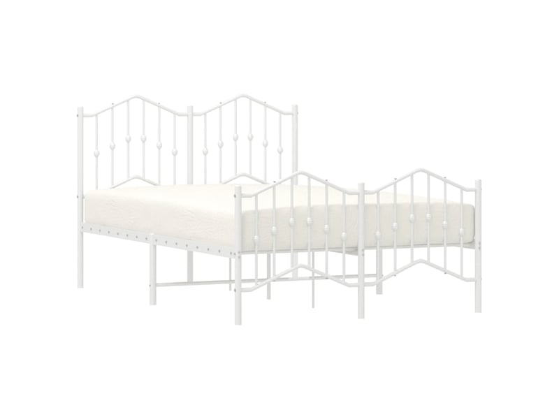  Lit double- lit adulte -  cadre de lit métal sans matelas et pied de lit blanc 120x190 cm  - Conforama B