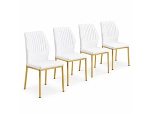Lot de 4 chaises de salle à manger blanches et dorées en polyuréthane avec pieds en métal
