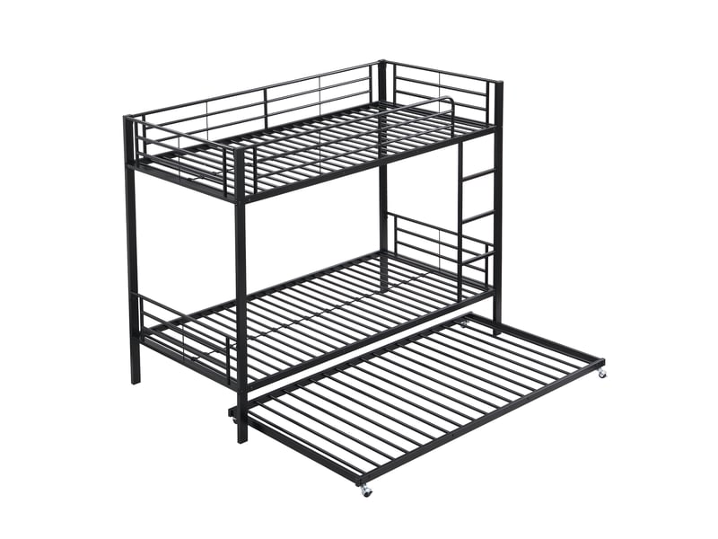 Lit superposé métal noir avec lit coulissant 90x190 cm et échelle - Conforama D