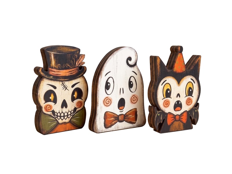 Décoration murale en bois halloween, panneau décoratif – fantôme, chauve-souris et squelette, pour intérieur - Conforama A
