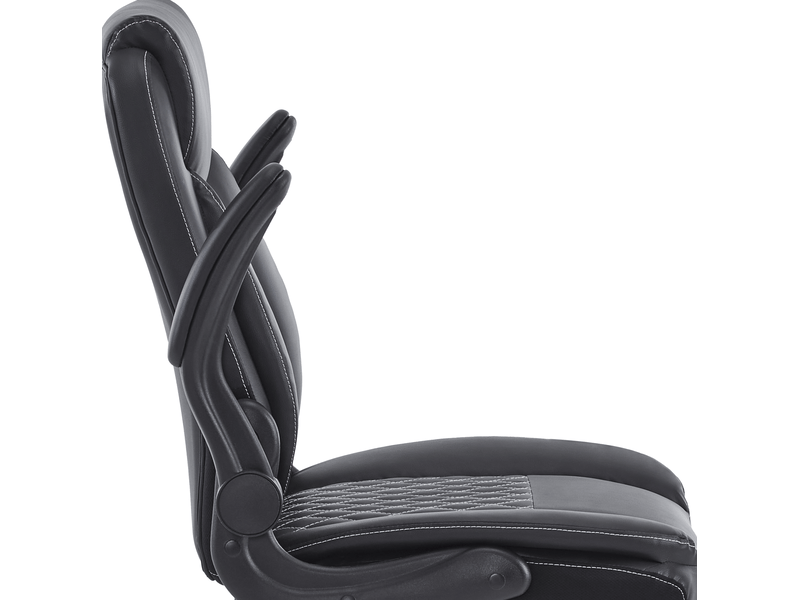  Fauteuil de bureau ergonomique en similicuir noir avec accoudoirs relevables  - Conforama D