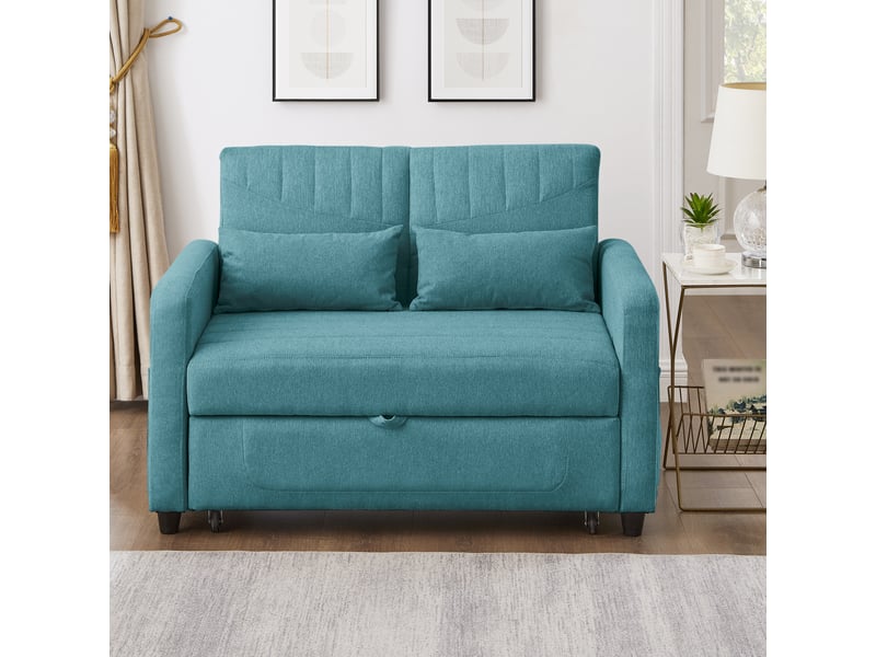  Canapé‑lit 2 places pliable et extensible, dossier réglable sur 3 positions, revêtement en tissu coton‑lin respirant Fay Lum - Conforama E