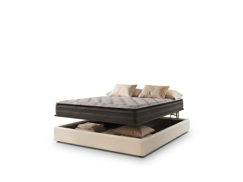  Ensemble lit coffre parallèle et matelas hybride nuage 160x200 cm - simili cuir blanc - collection tissu PREMIUM - Conforama A